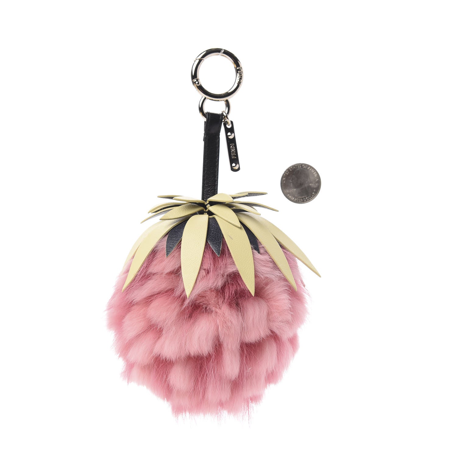 Fendi Fox Rabbit Fur Nappa Pineapple Bag Charm Rosa Scuro Banana Multicolor 8 of 9