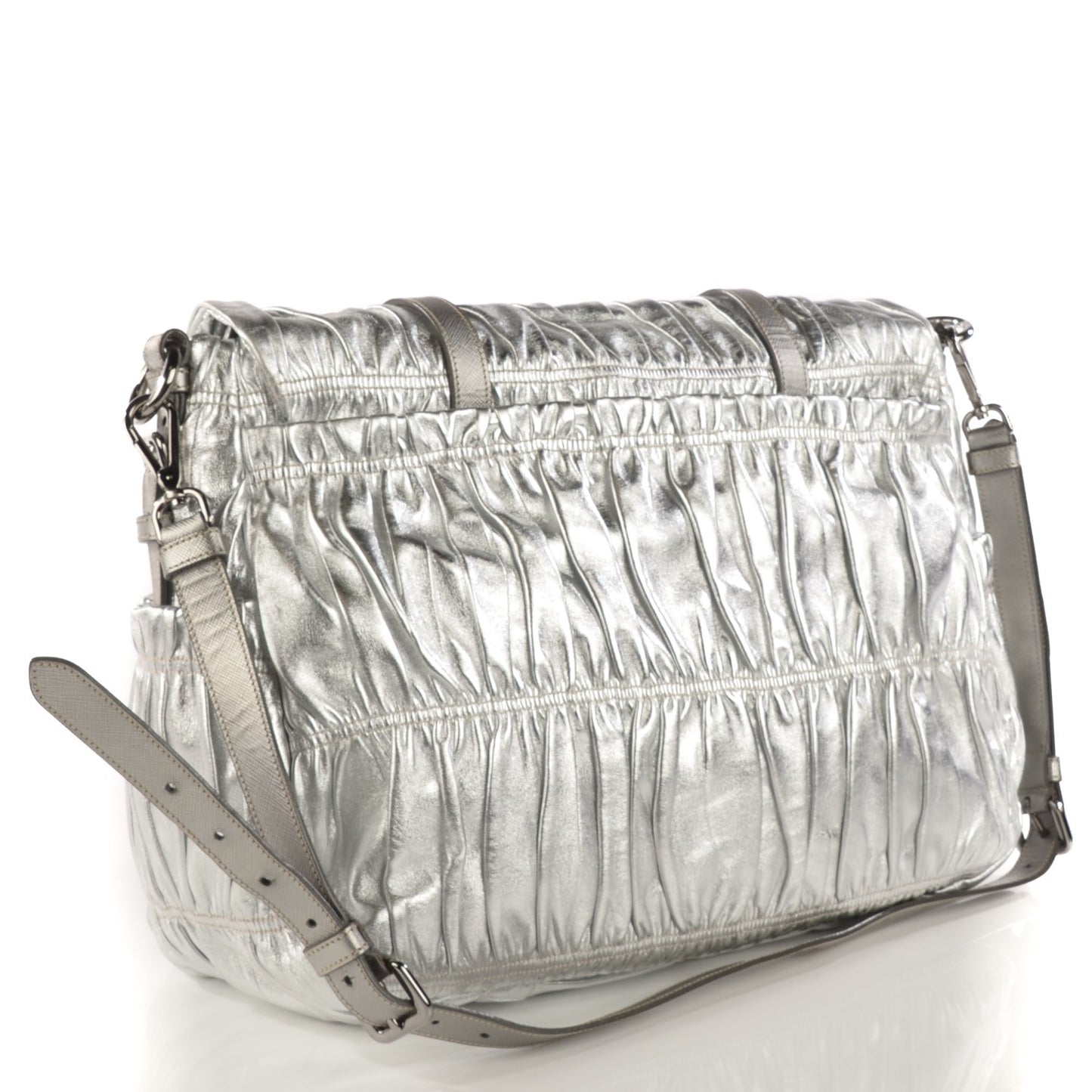 Nappa Saffiano Dressy Gaufre Messenger Argento