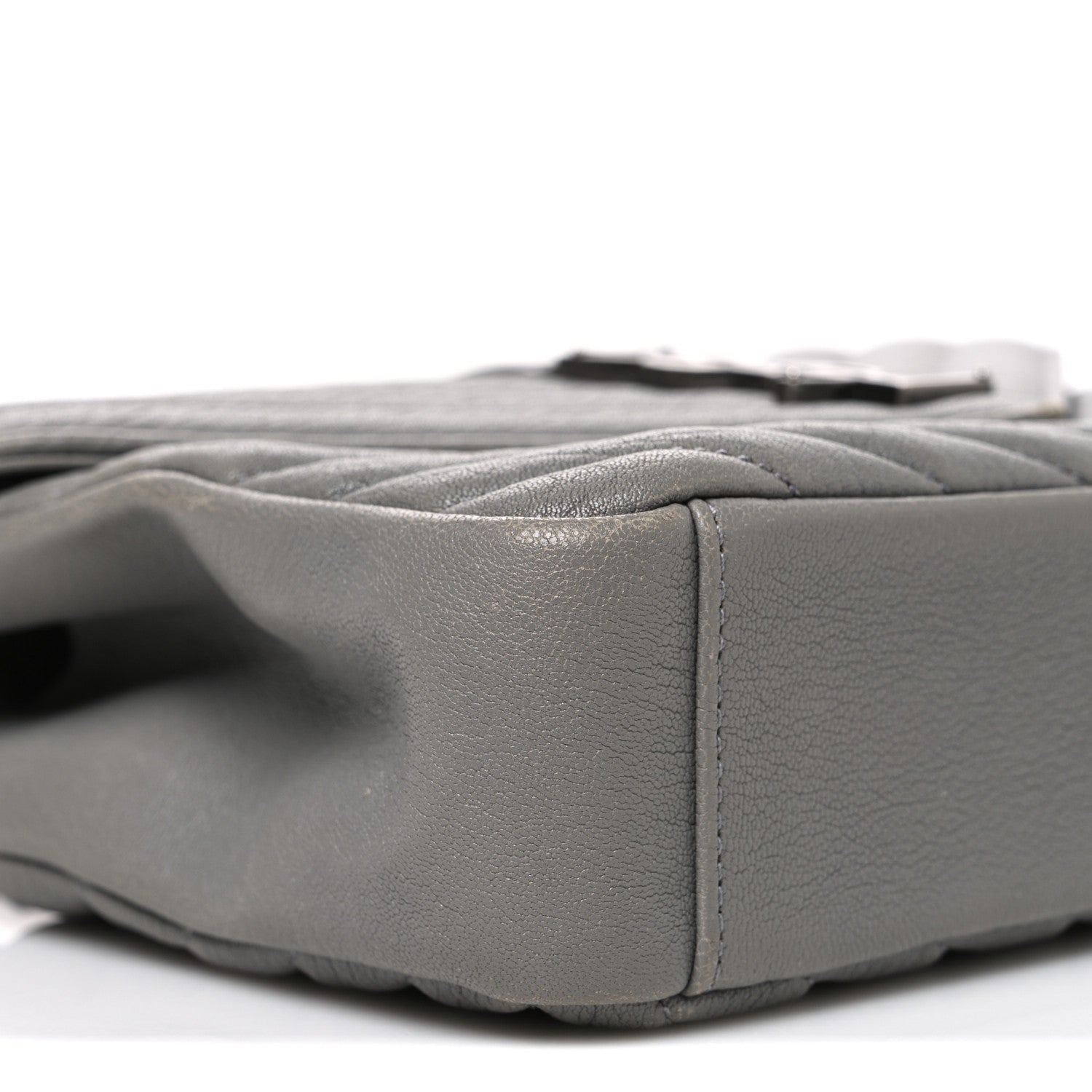 Saint Laurent Sheepskin Matelasse Chevron Monogram Medium College Bag New Stone Grey 9 of 11