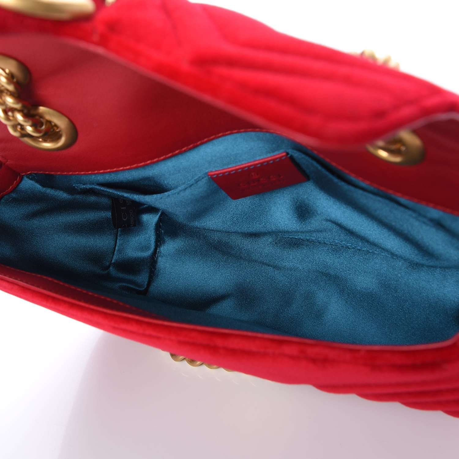 Gucci Velvet Matelasse Mini GG Marmont Shoulder Bag Hibiscus Red 5 of 8