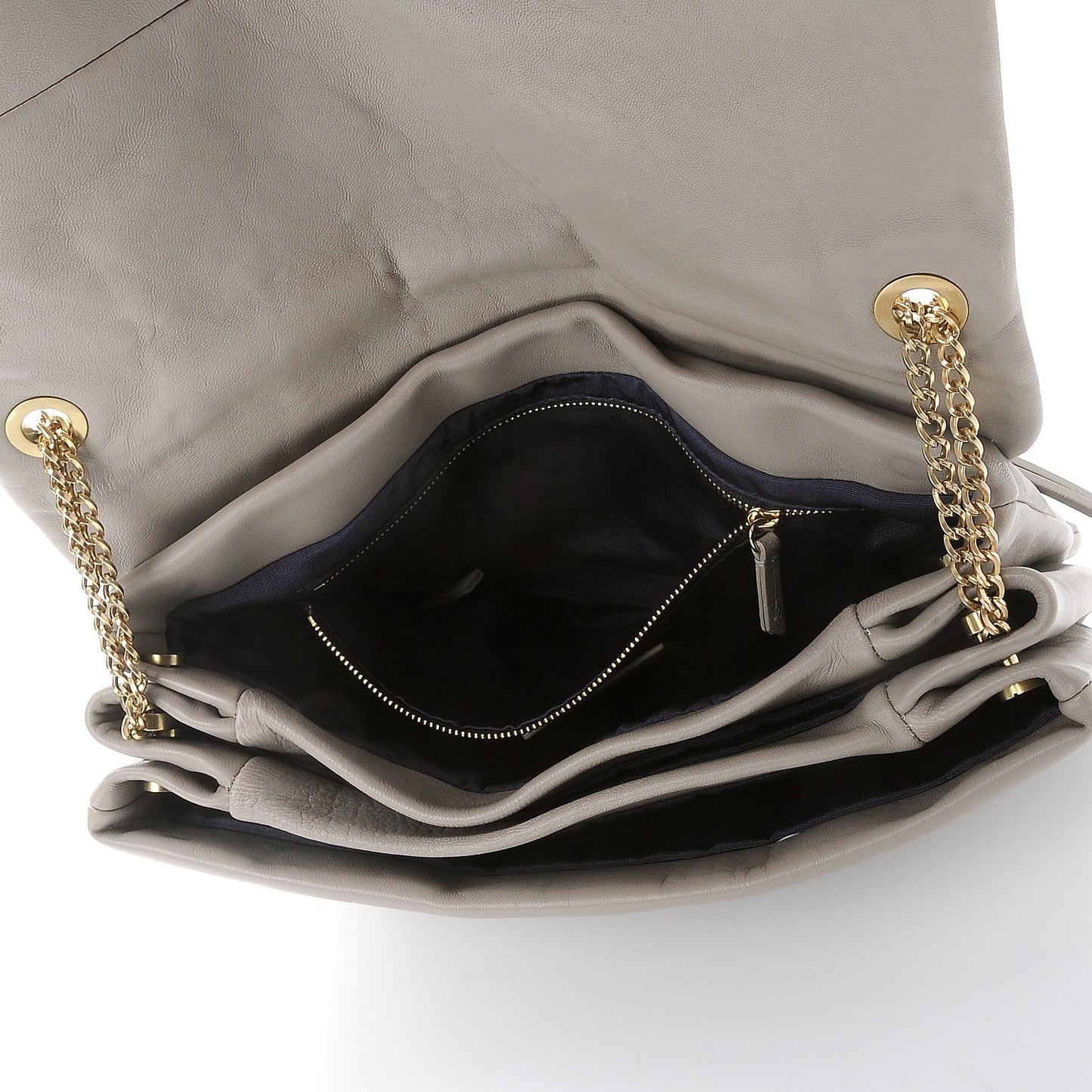 Lambskin Quilted Medium Sugar Flap Shoulder Bag Grey