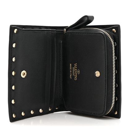 Valentino Garavani Vitello Rockstud Compact Zip Around Wallet Black 5 of 9