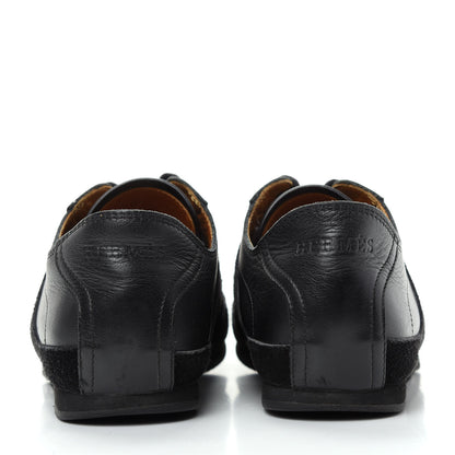 Hermes Calfskin Suede Goatskin Mens Tie Break Sneakers 38 Black 7 of 10