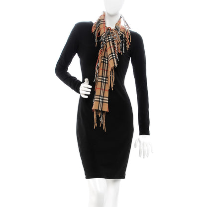 Burberry Cashmere House Check Fringe Scarf Camel 2 of 5
