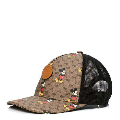 Gucci X DISNEY Mini Vintage GG Supreme Monogram Mickey Mouse Baseball Hat S Beige Vintage Sun Oil 1 of 4