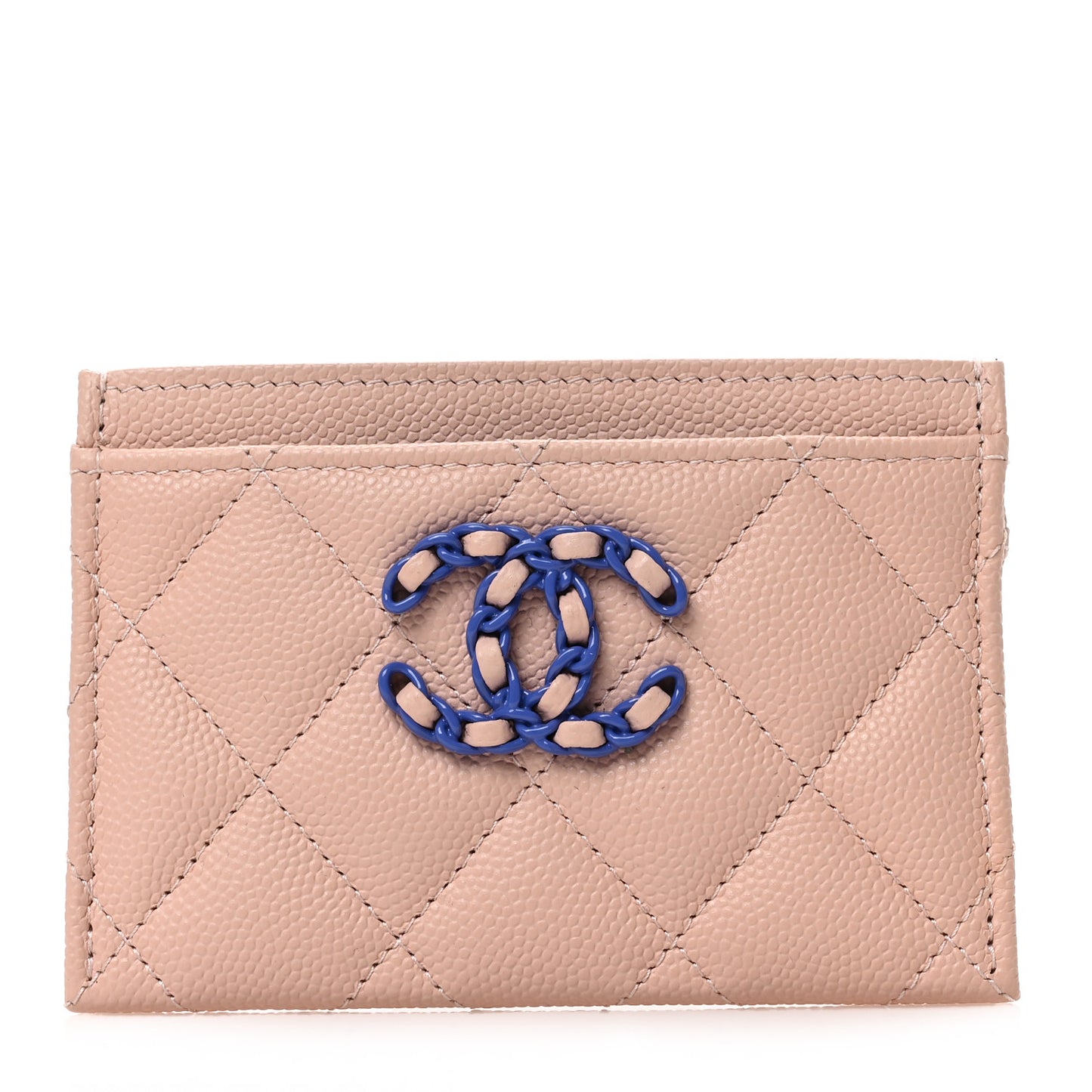 Caviar Quilted Chanel 19 Card Holder Pink Blue