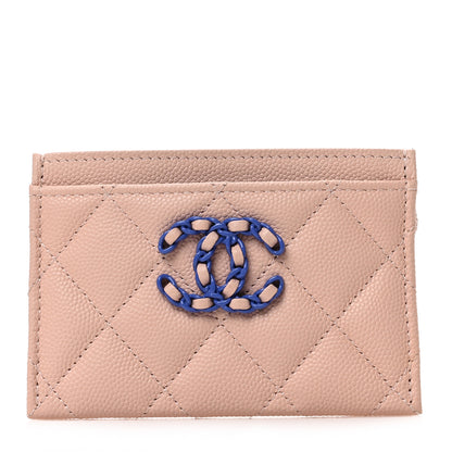Chanel Caviar Quilted Chanel 19 Card Holder Pink Blue 1 of 8