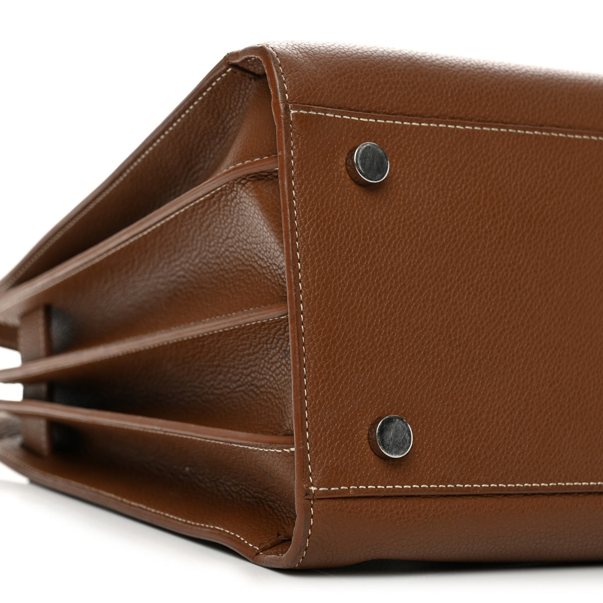 Saint Laurent Grained Calfskin Topstitch Small Classic Sac De Jour Taupe 10 of 14