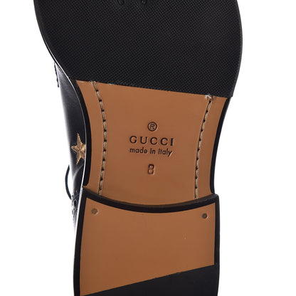 Gucci Calfskin Bee Star Embroidered Mens Captoe Derby Loafers 8 Black 7 of 7