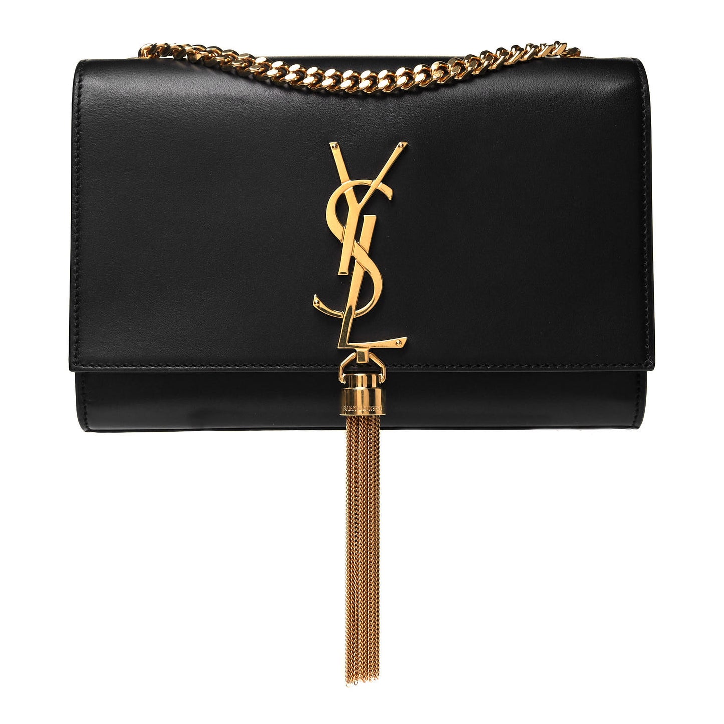 Calfskin Small Classic Monogram Kate Tassel Satchel Black