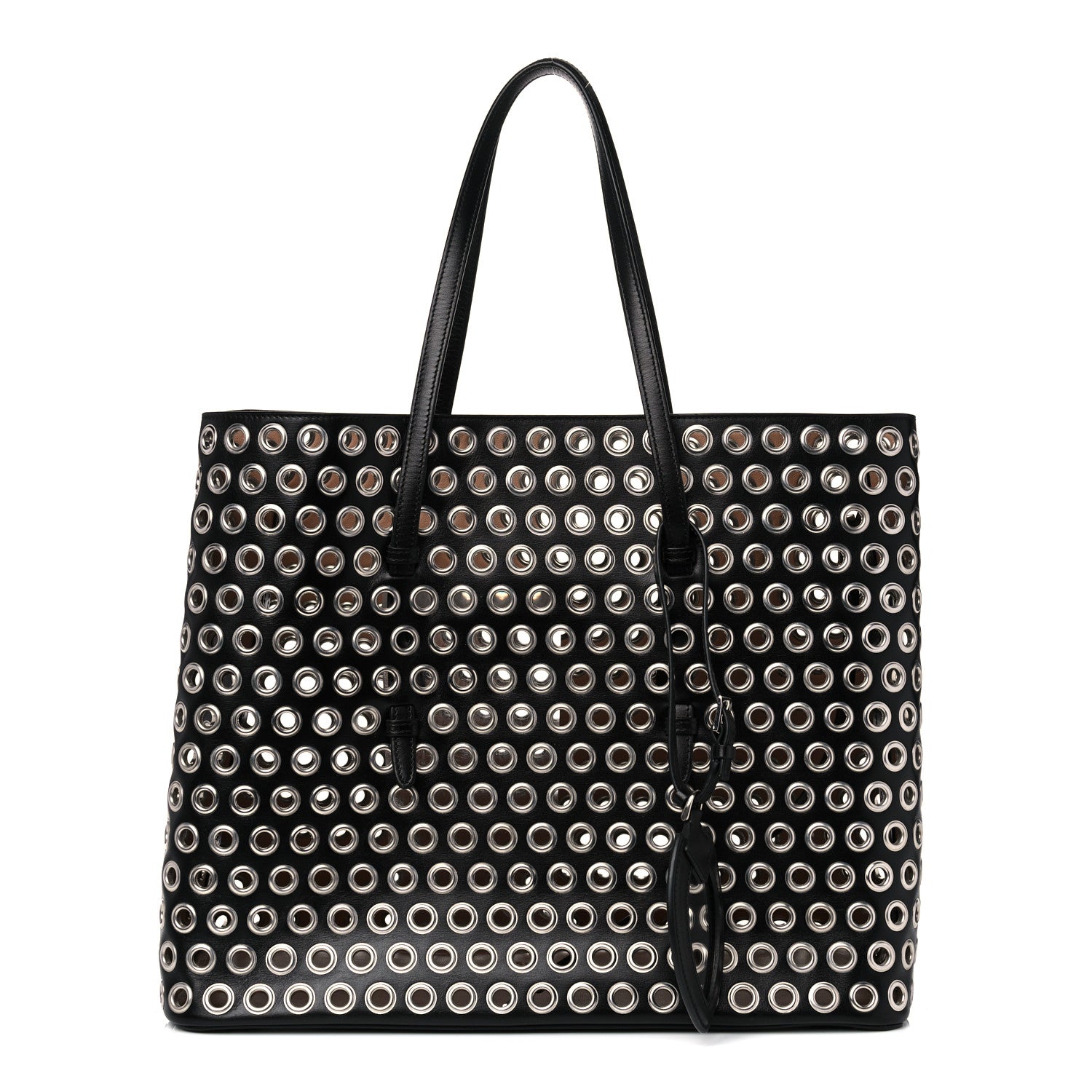 Alaia Calfskin Grommet Tote Black 3 of 12