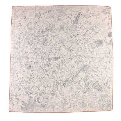 Hermes Cashmere Silk L'Epopee D'Hermes Shawl 140 Naturel Rouge 1 of 4