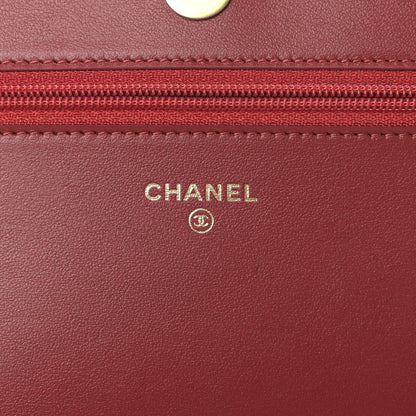 Chanel Caviar Quilted Boy Wallet On Chain WOC Red 5 of 10