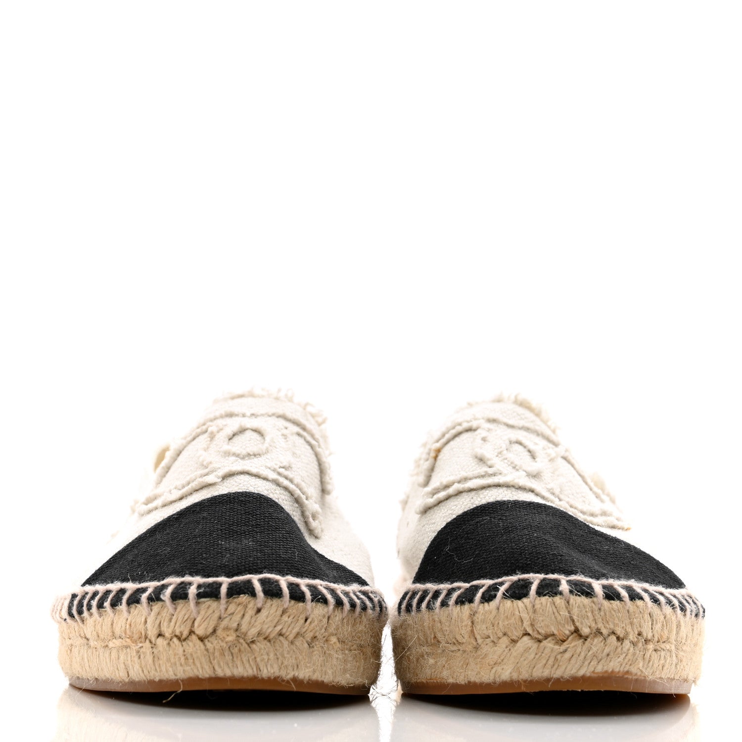 Chanel Linen CC Espadrilles 40 Beige Black 2 of 11
