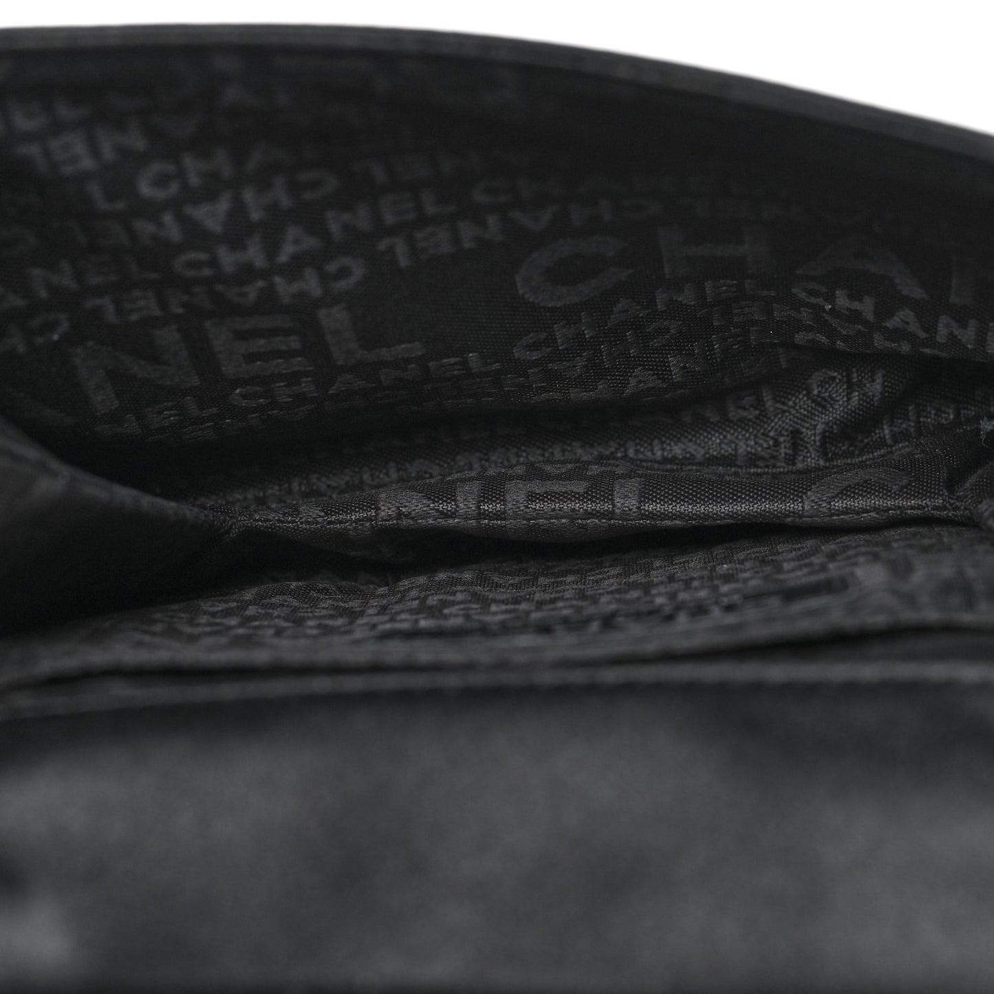 Satin Pleated Chain Embellished Mirror Flap Black