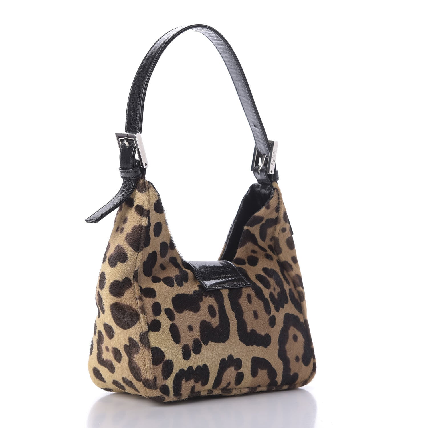 Fendi Calf Hair Leopard Print Shoulder Bag Brown 3 of 9
