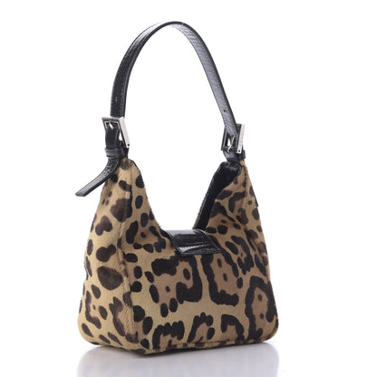 Fendi Calf Hair Leopard Print Shoulder Bag Brown 3 of 9