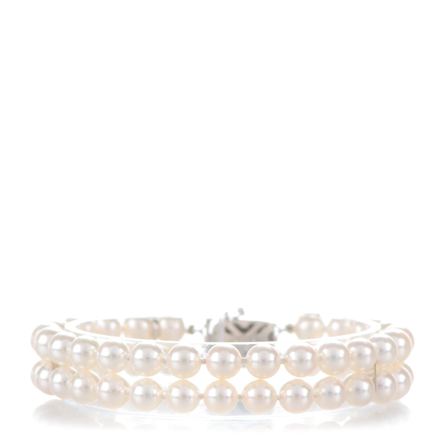18K White Gold Akoya Cultured Pearl 6.5mm Double Strand Bracelet