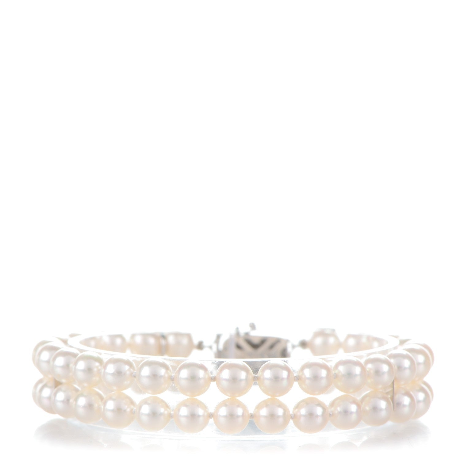 Mikimoto 18K White Gold Akoya Cultured Pearl 6.5mm Double Strand Bracelet 1 of 7