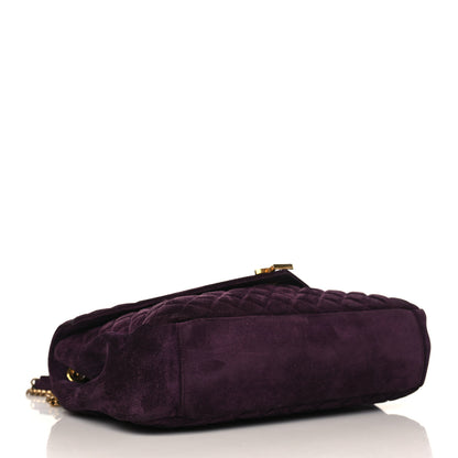 Saint Laurent Suede Mixed Matelasse Triquilt Large Monogram Envelope Satchel Purple 4 of 10