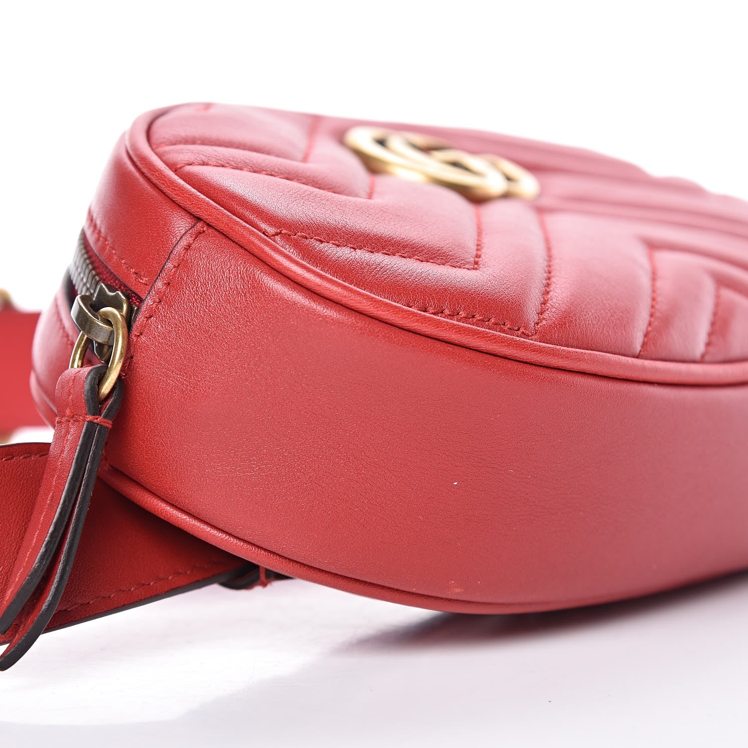 Gucci Calfskin Matelasse GG Marmont Belt Bag 95 38 Hibiscus Red 9 of 10