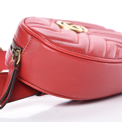 Gucci Calfskin Matelasse GG Marmont Belt Bag 95 38 Hibiscus Red 9 of 10