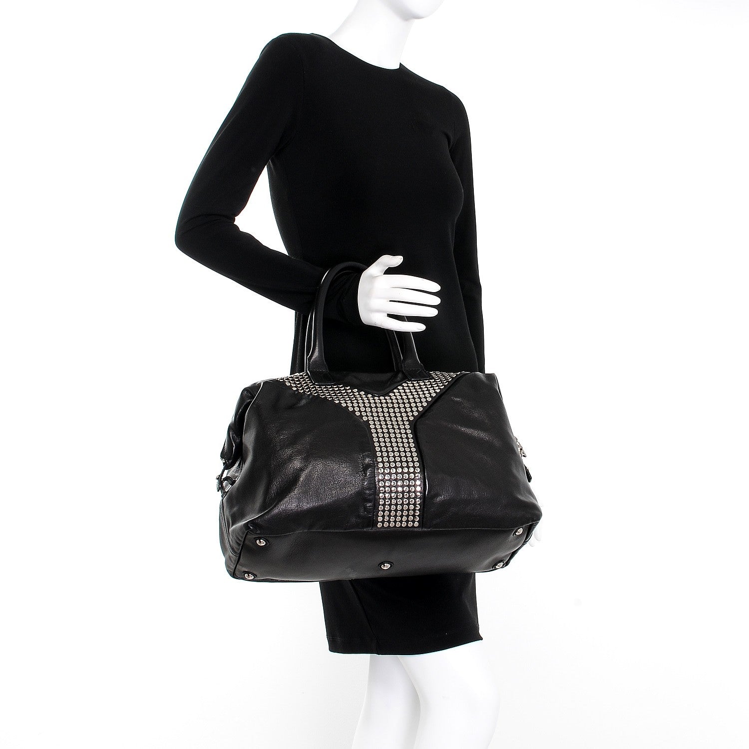 Saint Laurent Chevre Large Rock Stud Easy Y Black 2 of 8