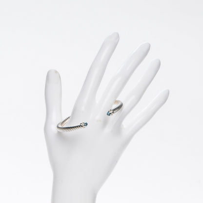 David Yurman Sterling Silver Diamond Blue Topaz 5mm Cable Classics Bracelet 2 of 4