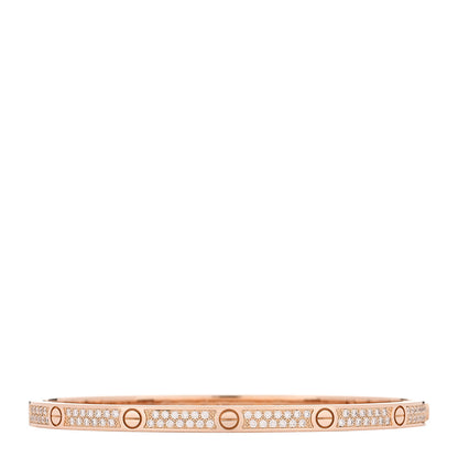 Cartier 18K Pink Gold Diamond Small LOVE Paved Bracelet 16 1 of 6