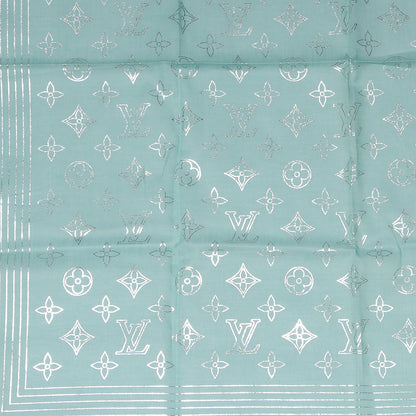 Louis Vuitton Cotton Monogram Scarf Turquoise Silver 1 of 5