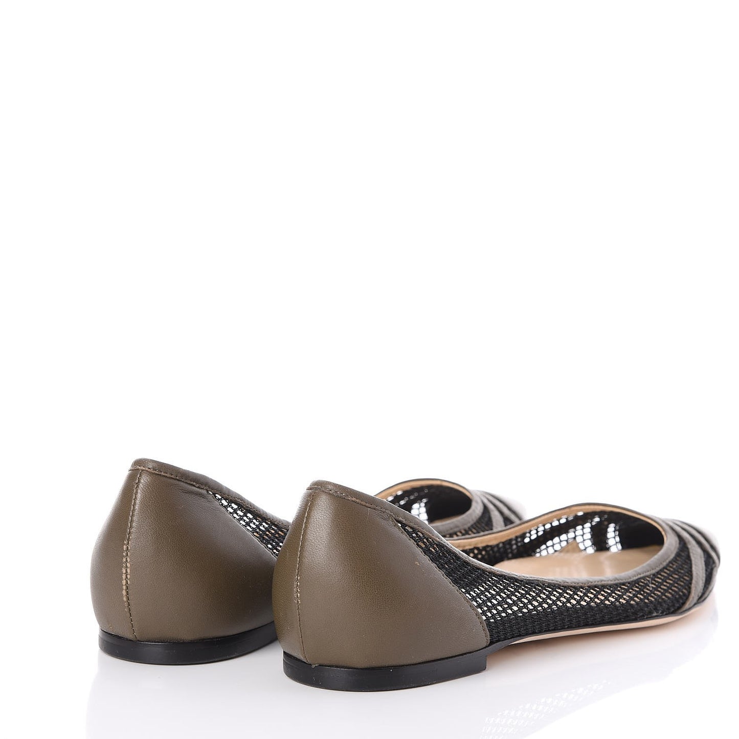 Nappa Mesh Hettie Pointed Flats 39.5 Moss