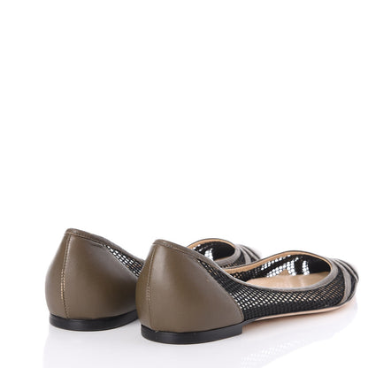 Jimmy Choo Nappa Mesh Hettie Pointed Flats 39.5 Moss 4 of 9