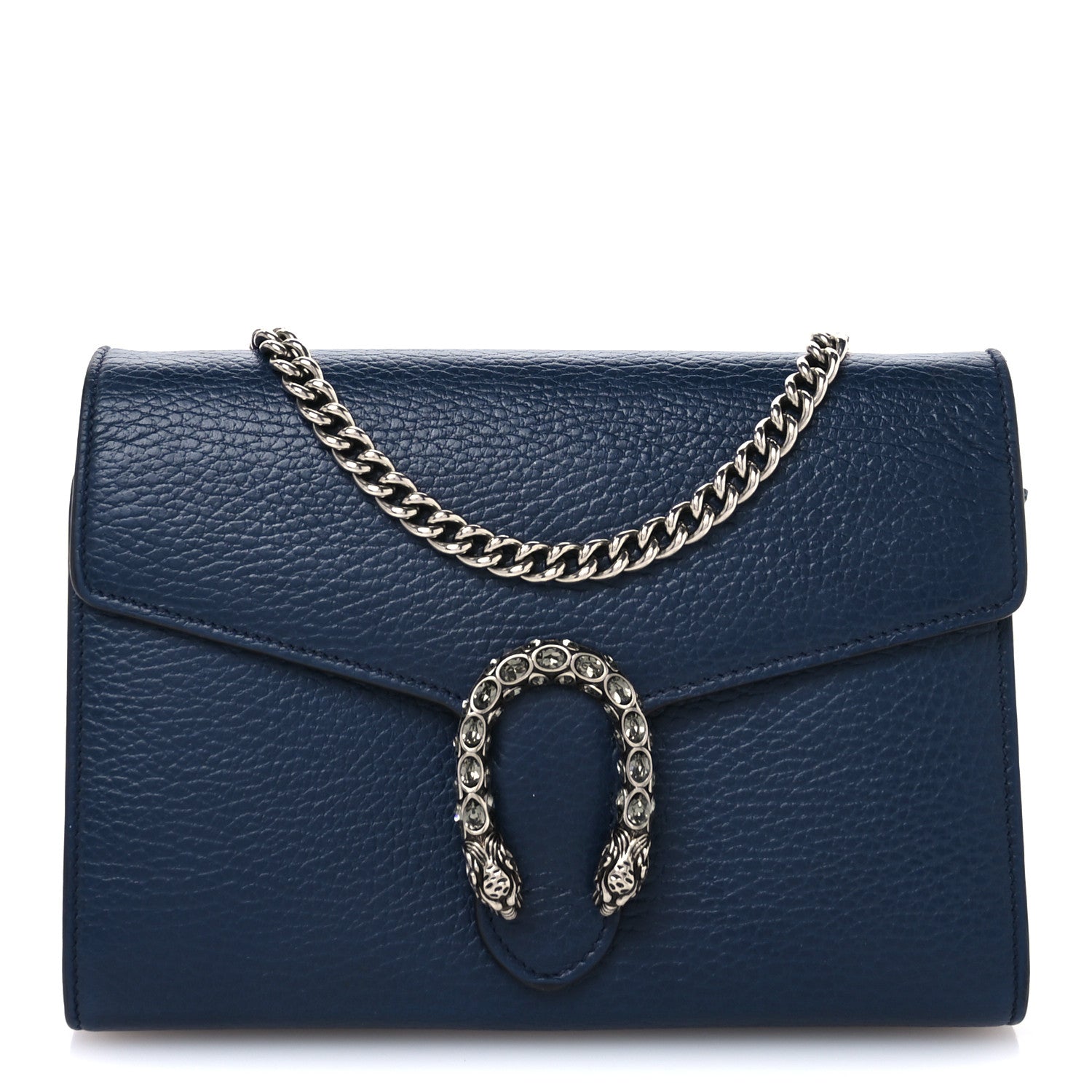 Gucci Dollar Calfskin Crystal Mini Dionysus Chain Wallet Blue Agata Black Diamond 1 of 12