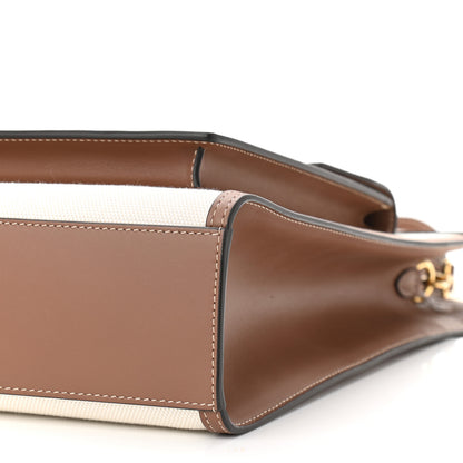 Burberry Canvas Smooth Calfskin Two Tone Medium Pocket Bag Natural Malt Brown 9 of 9
