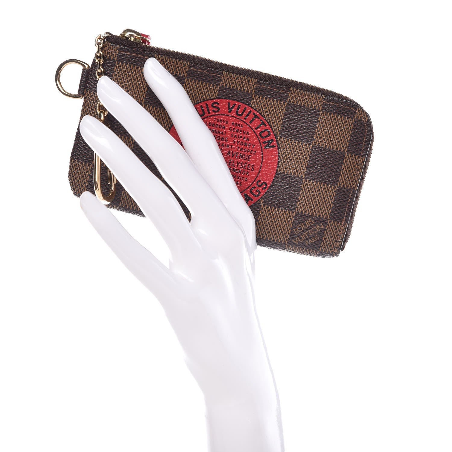 Louis Vuitton Damier Ebene Complice Trunks and Bags Key Pouch Red 2 of 7