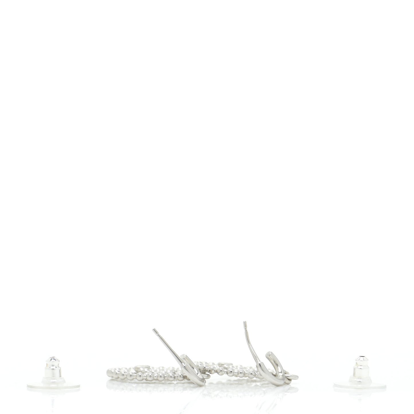 Metal Bead CC Drop Earrings Silver