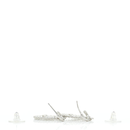 Chanel Metal Bead CC Drop Earrings Silver 3 of 7