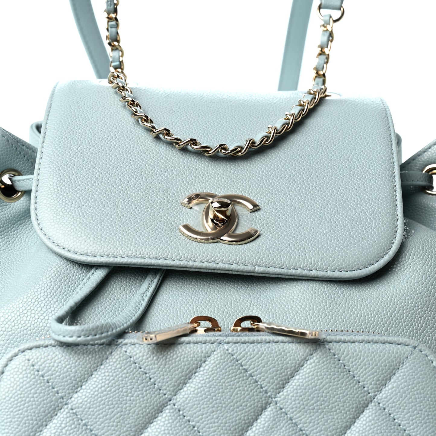 Caviar Quilted Business Affinity Backpack Light Blue