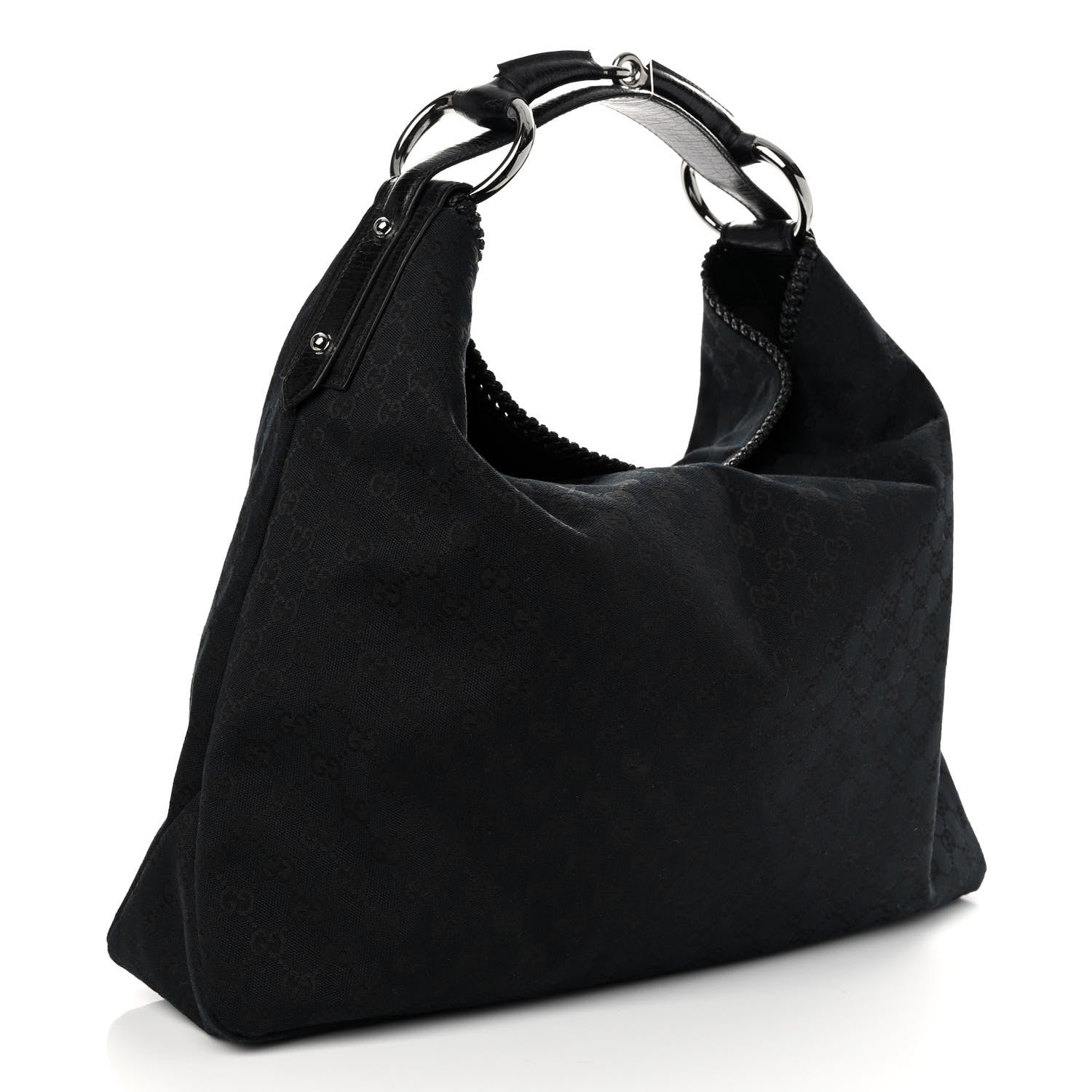 Gucci Monogram Large Horsebit Chain Hobo Black 3 of 10