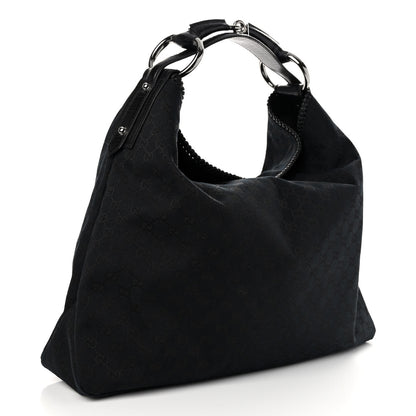Gucci Monogram Large Horsebit Chain Hobo Black 3 of 10