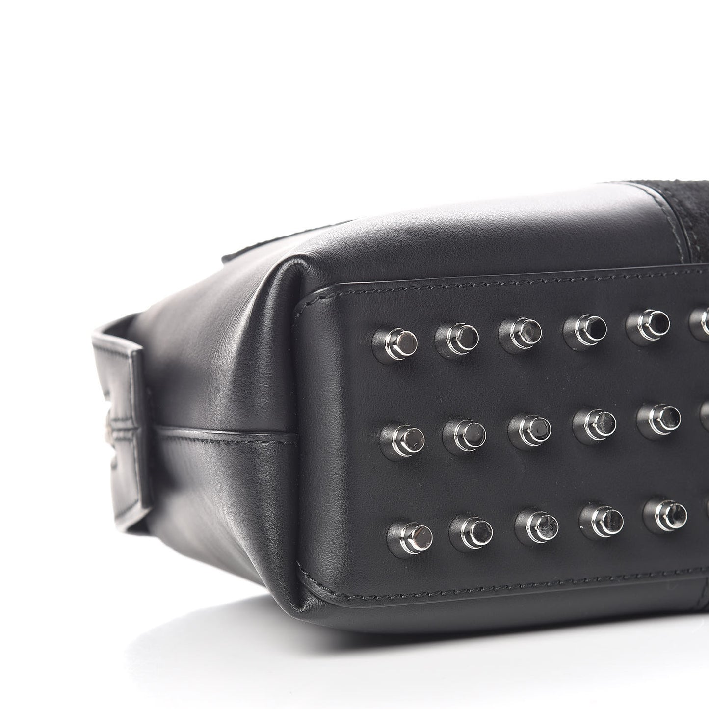 Suede Calfskin Small Rogue Satchel Black Silver Hardware