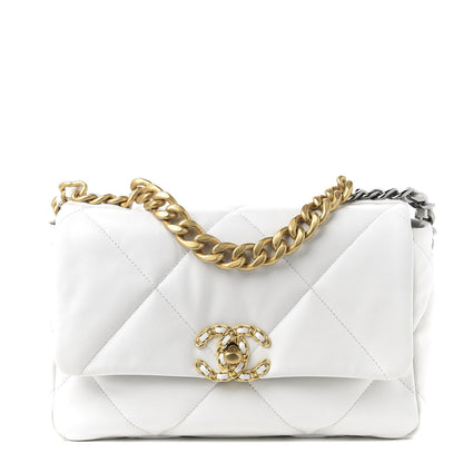 Chanel Goatskin Quilted Medium 19 Flap White 1 of 9