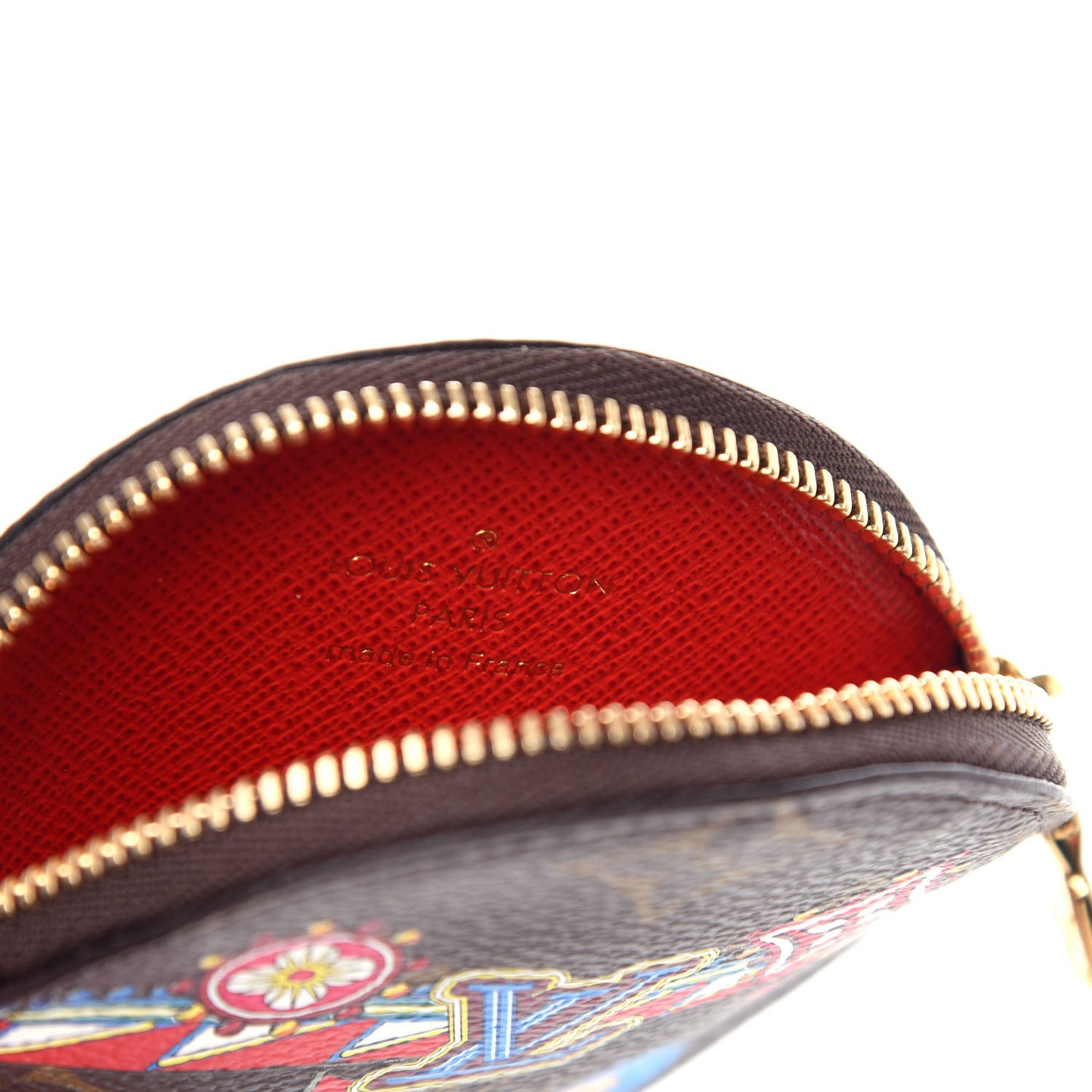 Monogram 2020 Christmas Animation Bumper Cars Round Coin Purse Coquelicot