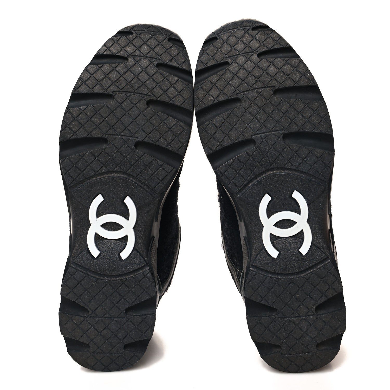 Chanel Tweed Suede Goatskin CC Sneakers 40 Black White 5 of 8