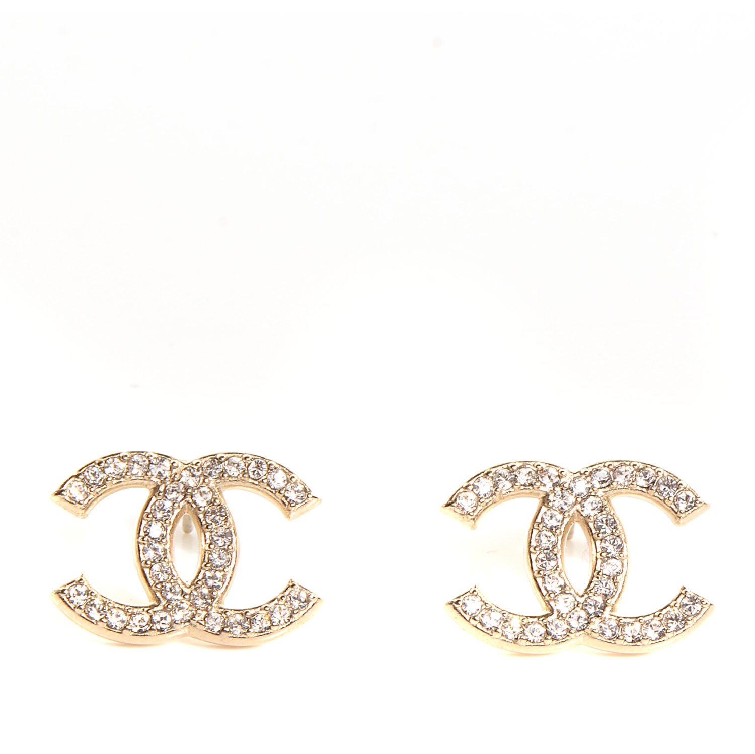 Chanel Crystal CC Earrings Gold 1 of 5