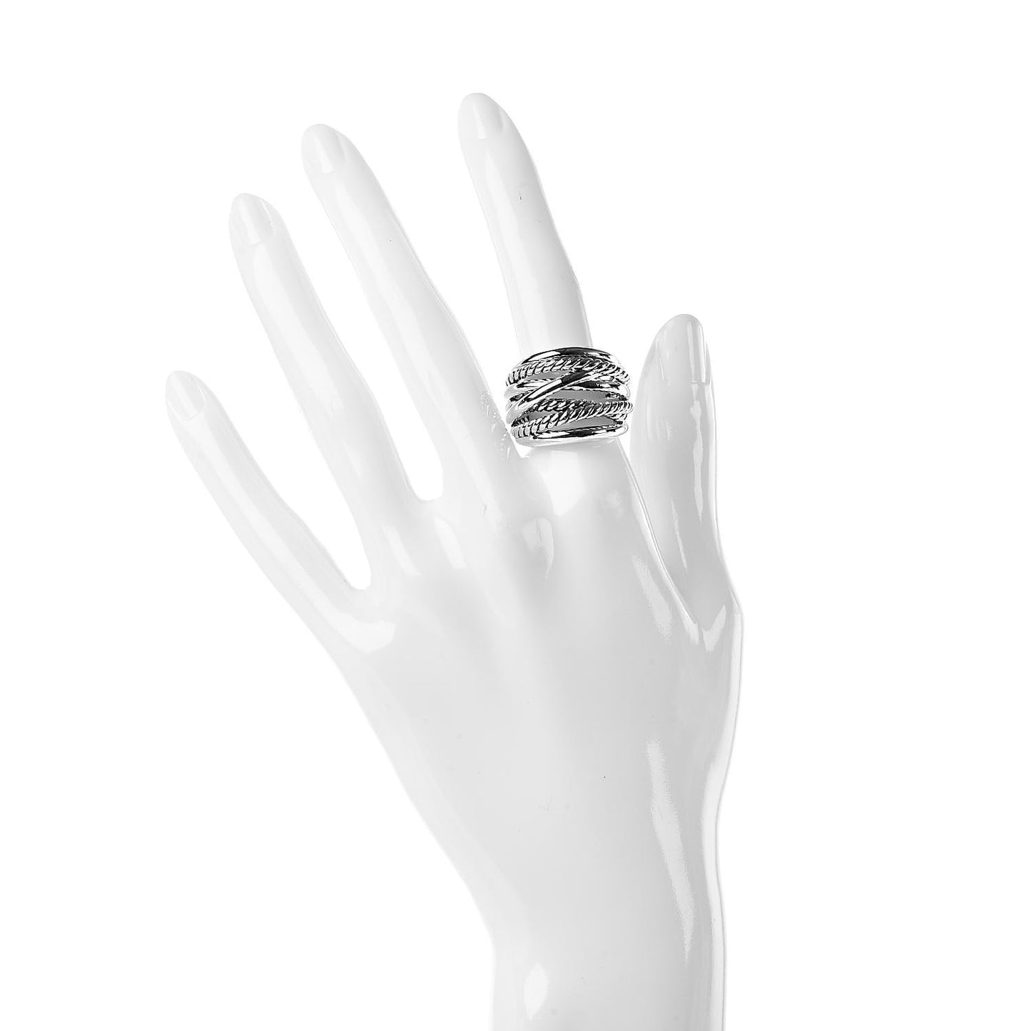 Sterling Silver 15mm Narrow Crossover Cable Ring 53 6.25
