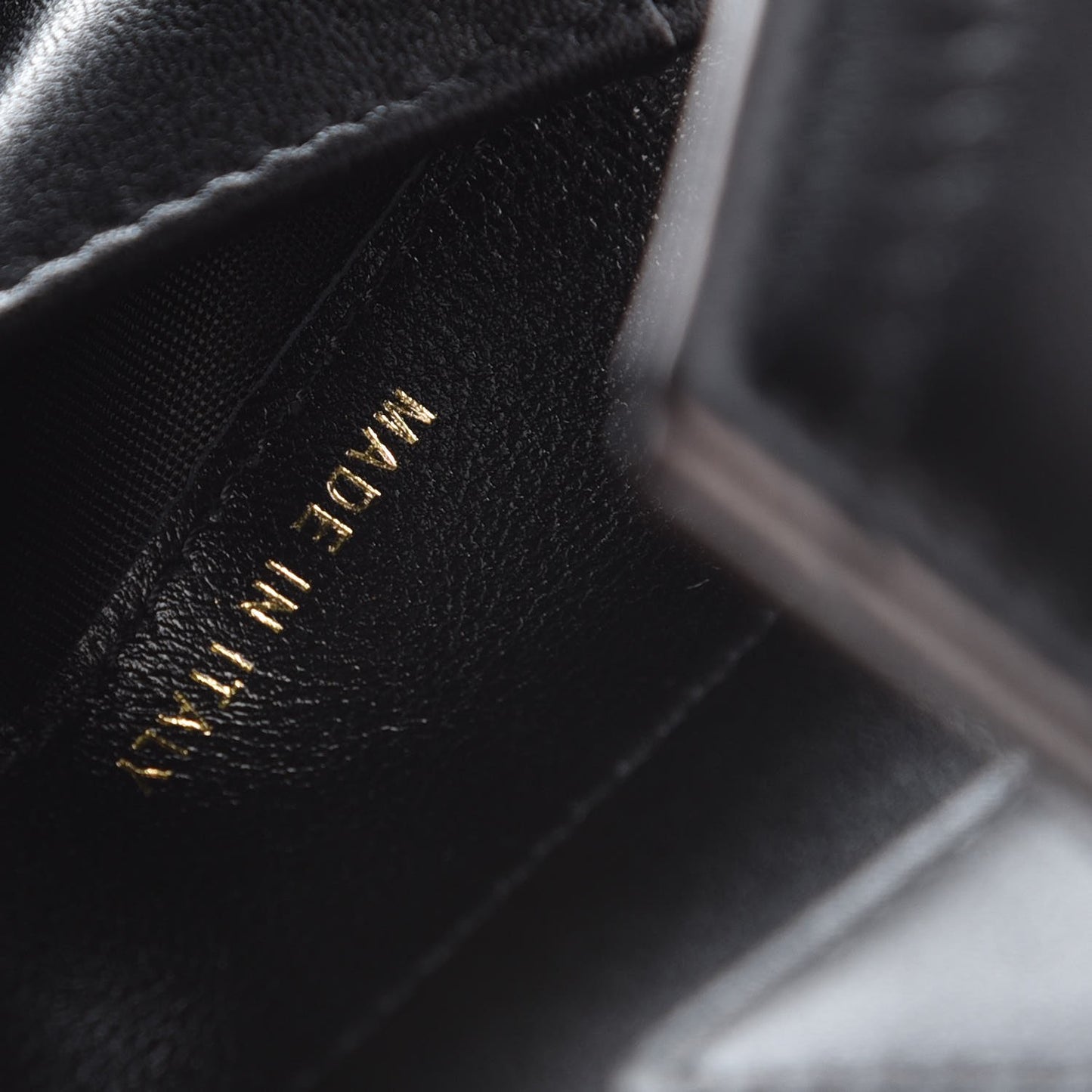 Calfskin Chevron Quilted Compact Flap Wallet Black