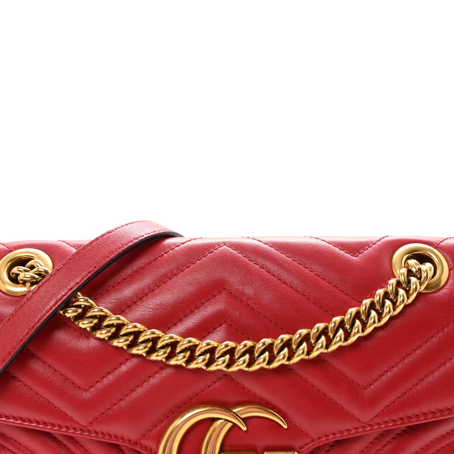 Calfskin Matelasse Small GG Marmont Shoulder Bag Hibiscus Red
