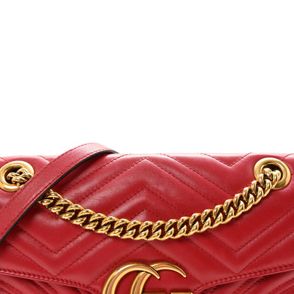 Gucci Calfskin Matelasse Small GG Marmont Shoulder Bag Hibiscus Red 8 of 10