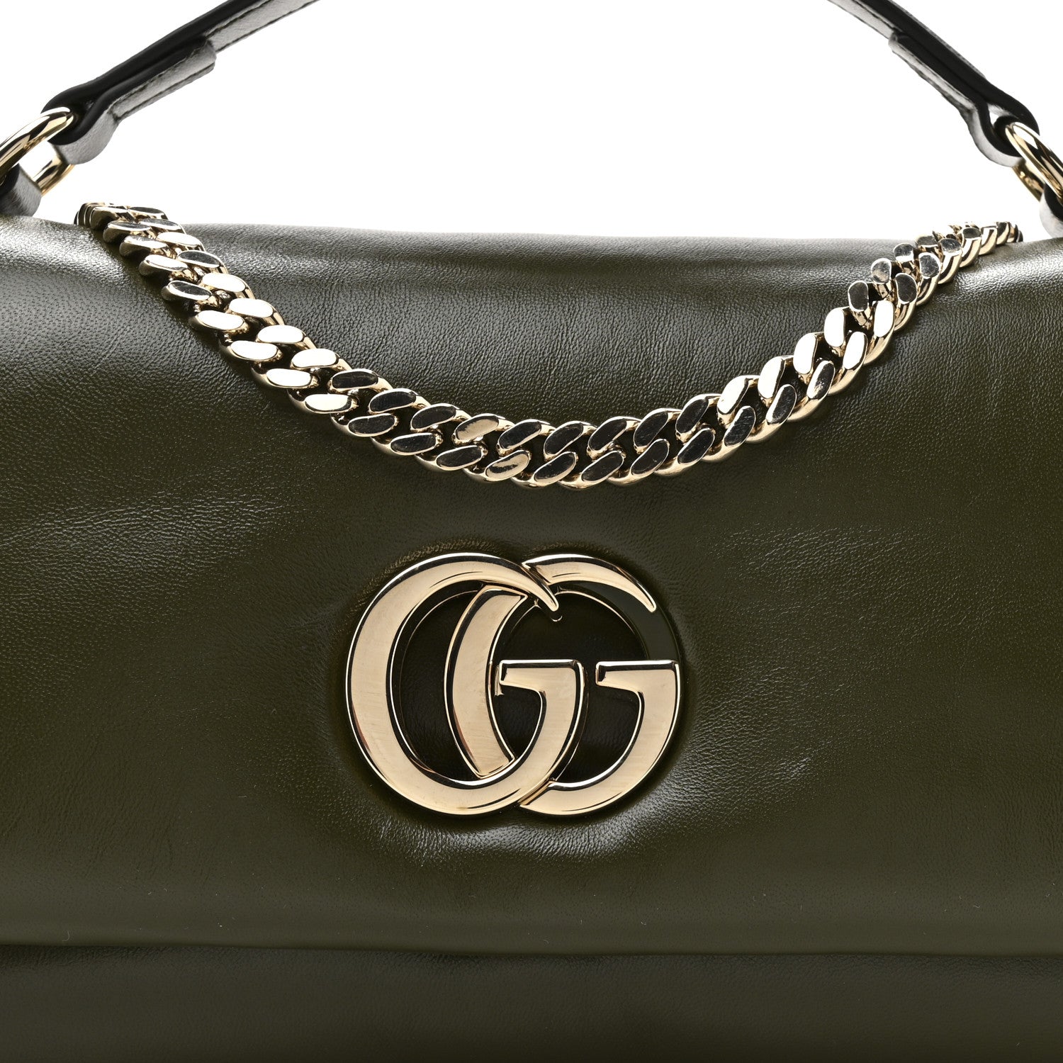 Gucci Lambskin Mini GG Milano Top Handle Shoulder Bag Green 8 of 10